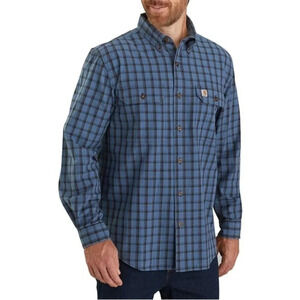 Carhartt Original Fit Chambray Long-sleeve Plaid Shirt  Dark Blue Mens Size L